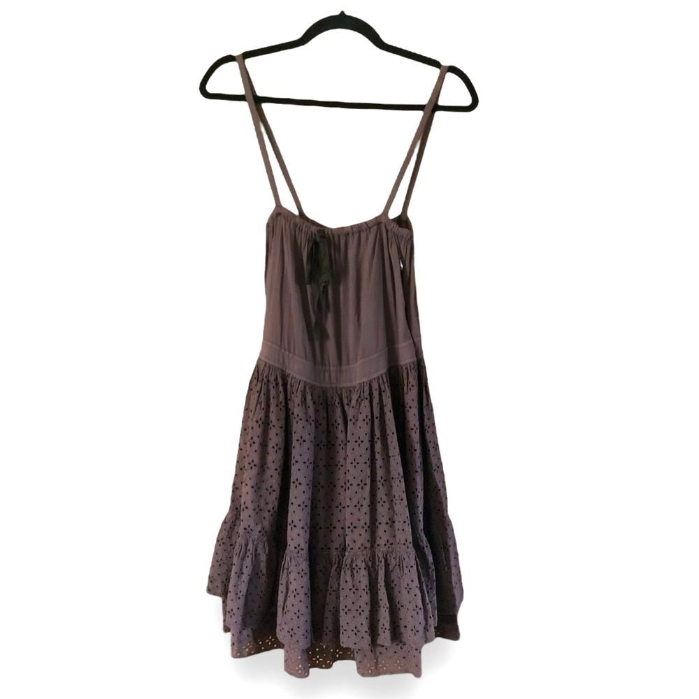 Fiorucci Brown Eyelet Tiered Mini Dress NWT Boho Fairy Retro US Size Small/4